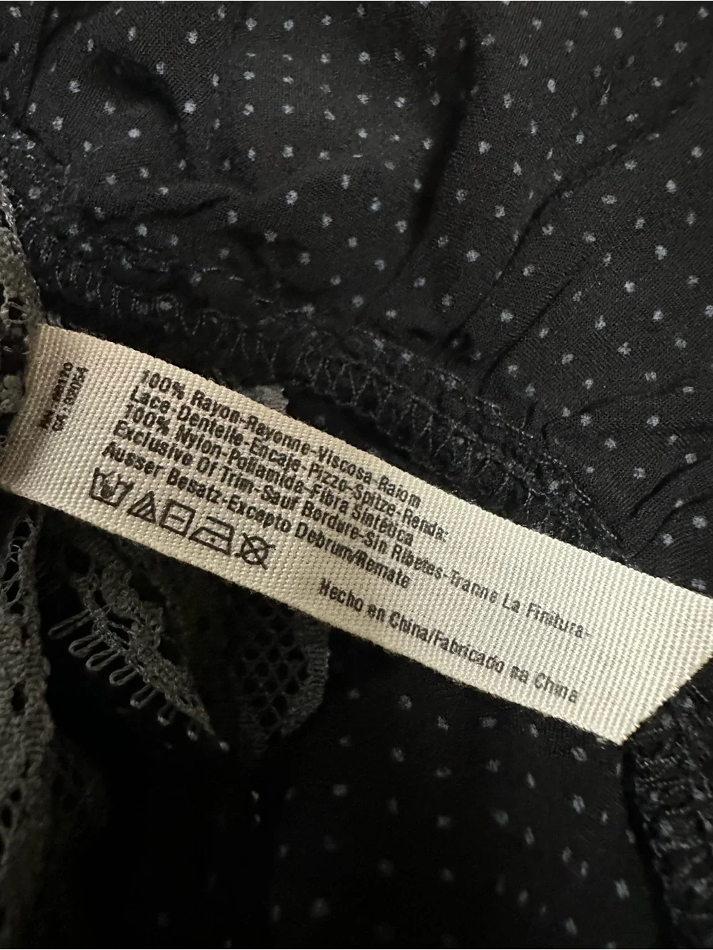 Intimately Free People Voile & Lace Polka Dot Trapeze Slip Dress Black Tunic XS